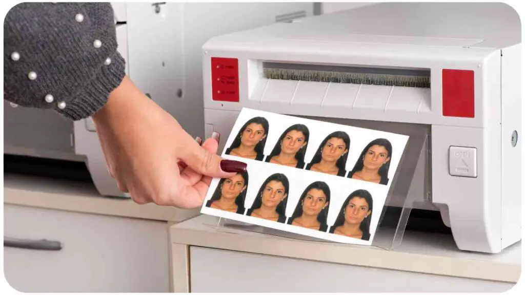 a person is using a printer to print out pictures of their face.
